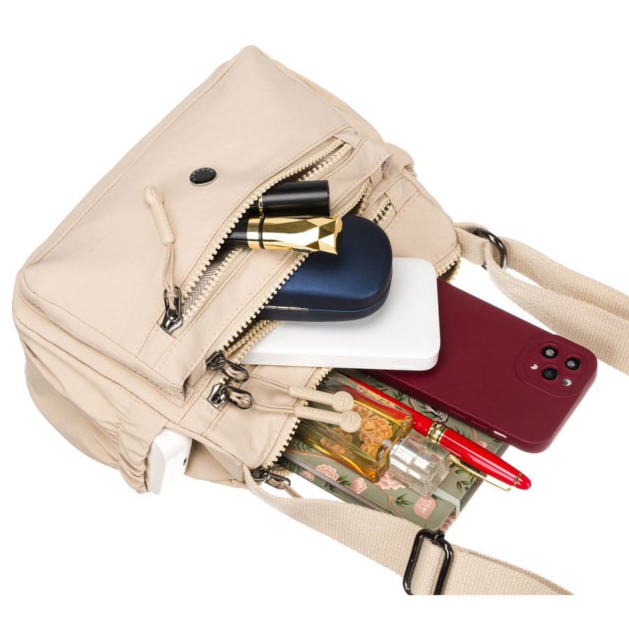 Beige Damen Umhängetasche aus Polyester – Peterson – Bild 13
