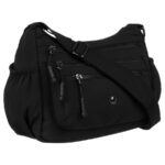 Einfaches Damen Täschchen aus schwarzem Polyester mit einem Hauptfach – Peterson