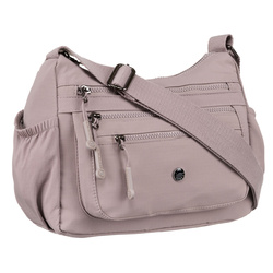 Damen-Umhängetasche in Lila mit Reißverschlusstasche auf der Vorderseite – Peterson