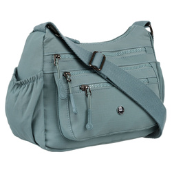 Blaue Damen Handtasche aus Polyester mit Front-Reißverschlusstasche – Peterson