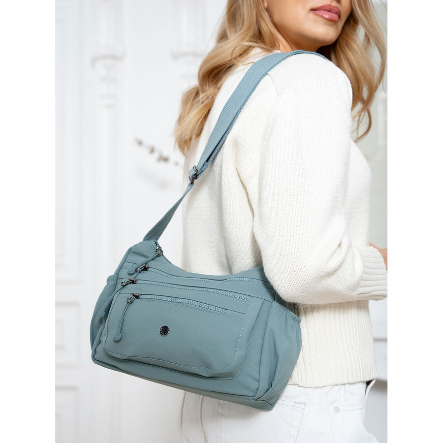 Blaue Damen Handtasche aus Polyester mit Front-Reißverschlusstasche – Peterson – Bild 3