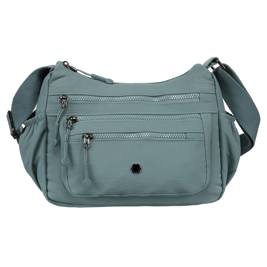 Blaue Damen Handtasche aus Polyester mit Front-Reißverschlusstasche – Peterson – Bild 4