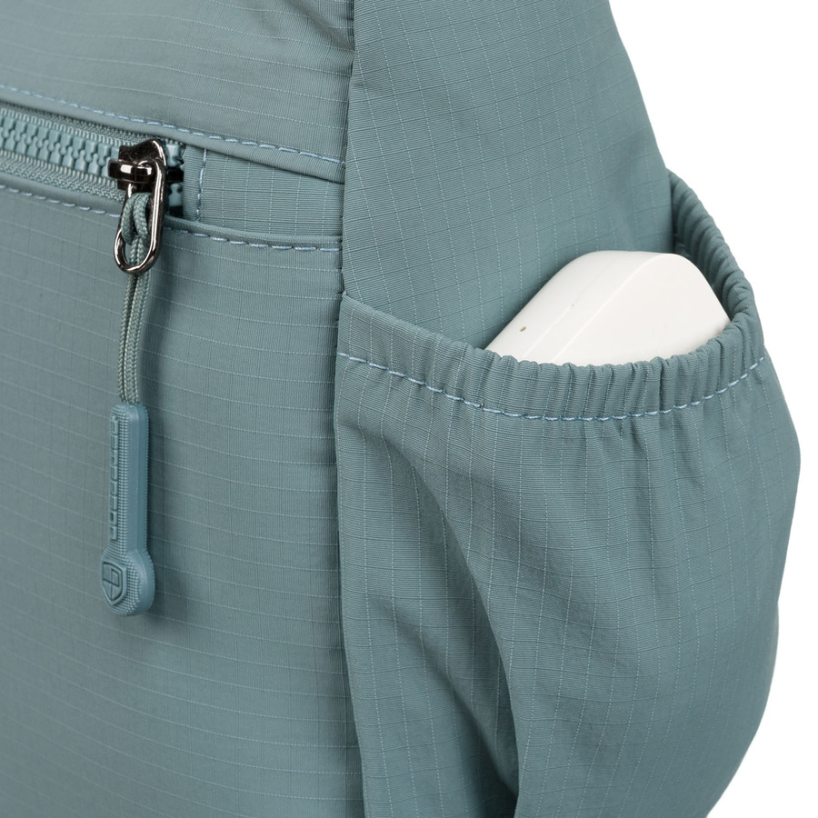 Blaue Damen Handtasche aus Polyester mit Front-Reißverschlusstasche – Peterson – Bild 10