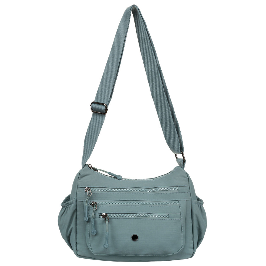 Blaue Damen Handtasche aus Polyester mit Front-Reißverschlusstasche – Peterson – Bild 7