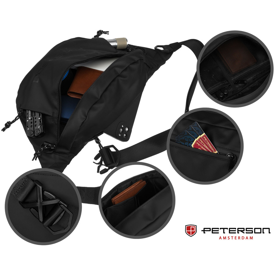 Große Herren Gürteltasche aus Synthetikmaterial in Schwarz – Peterson – Bild 6