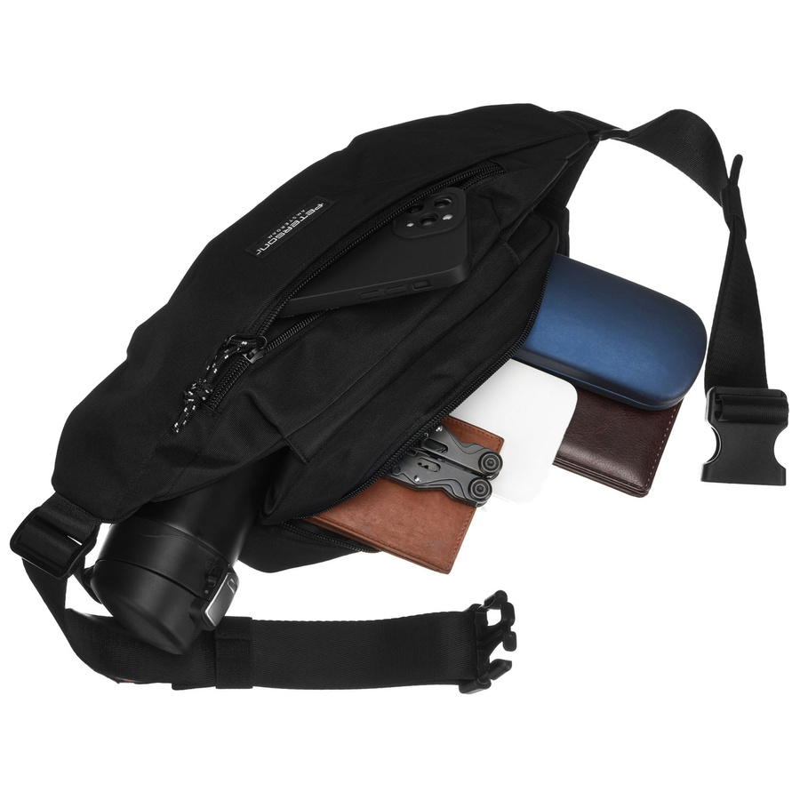 Geräumige Herren Gürteltasche aus Polyester in Schwarz mit Zipper – Peterson – Bild 7
