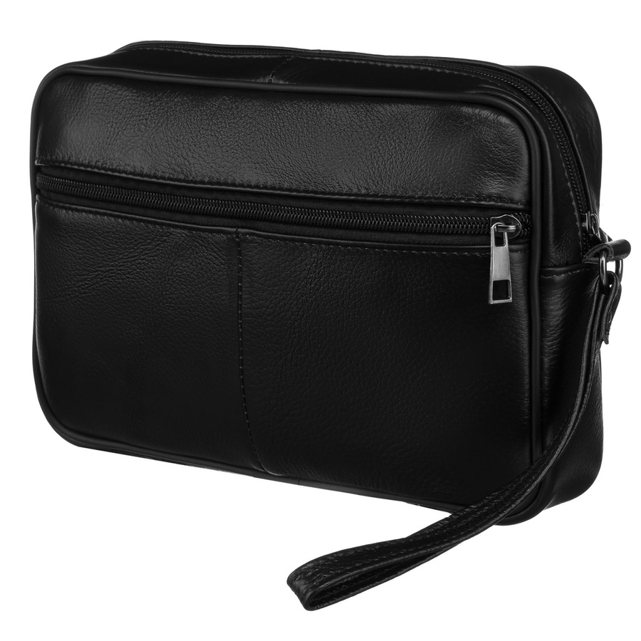Herren Gürteltasche aus Leder in Schwarz mit Fächern & Handgriff – Rovicky – Bild 7