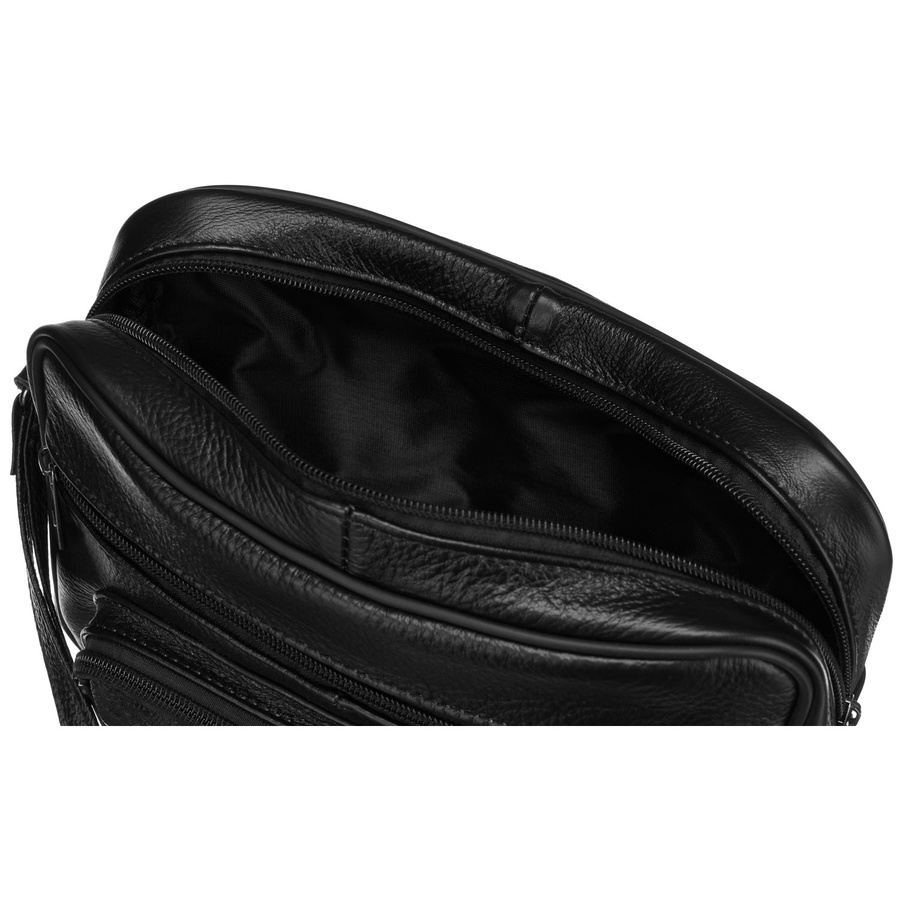Herren Gürteltasche aus Leder in Schwarz mit Fächern & Handgriff – Rovicky – Bild 9
