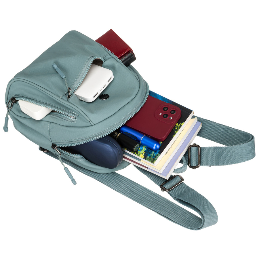 Kleiner Damen-Rucksack aus Polyester in Blau mit Reißverschlusstaschen – Peterson – Bild 11