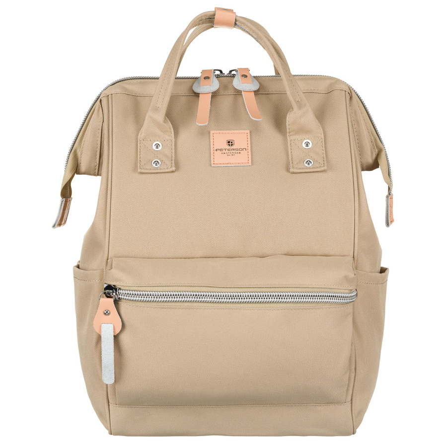 Reisefreundlicher Damen Rucksack aus Polyester in Beige mit verstellbaren Trägern – Peterson – Bild 2