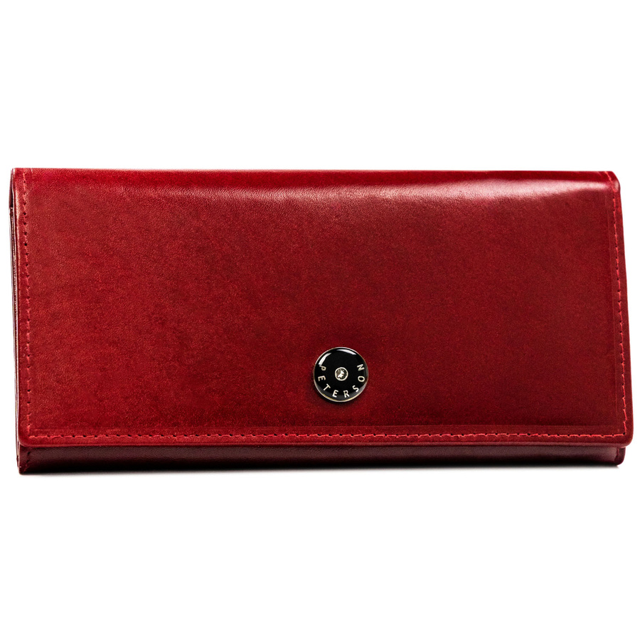 Elegante Damen Geldbörse aus Leder in Rot mit Druckknopf – Peterson – Bild 4