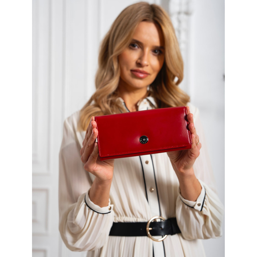 Elegante Damen Geldbörse aus Leder in Rot mit Druckknopf – Peterson – Bild 2