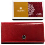 Elegante Damen Geldbörse aus Leder in Rot mit Druckknopf – Peterson