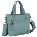 Kleine, blaue Damen Shopper aus Polyester mit Reißverschlusstaschen – Peterson