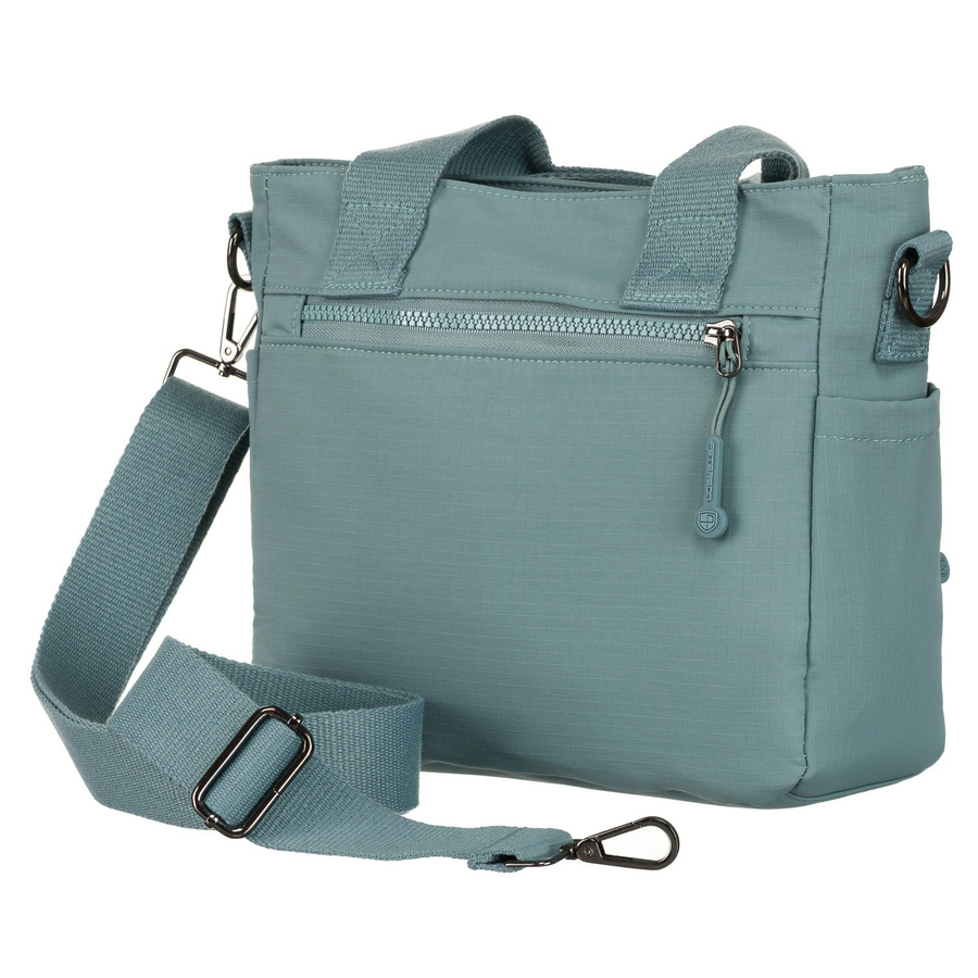 Kleine, blaue Damen Shopper aus Polyester mit Reißverschlusstaschen – Peterson – Bild 7
