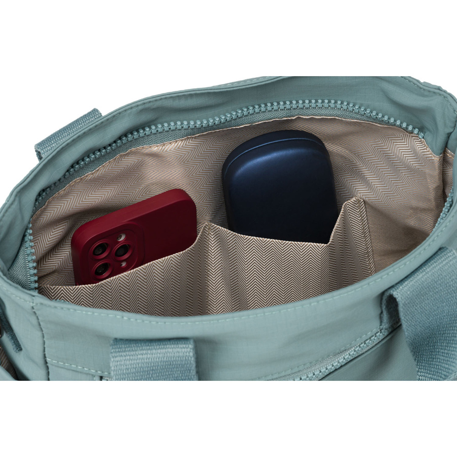 Kleine, blaue Damen Shopper aus Polyester mit Reißverschlusstaschen – Peterson – Bild 10