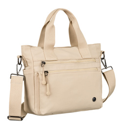 Kompakte Damen Shopper aus Polyester in Beige mit abnehmbarem Riemen – Peterson