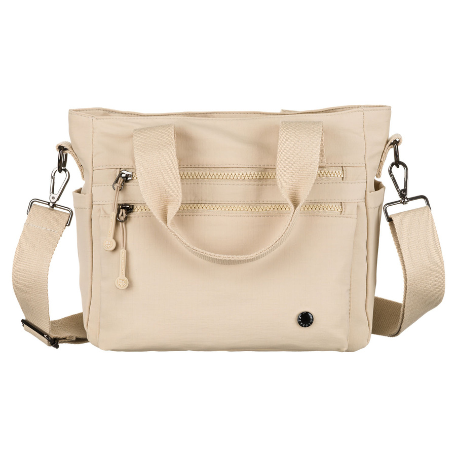 Kompakte Damen Shopper aus Polyester in Beige mit abnehmbarem Riemen – Peterson – Bild 4