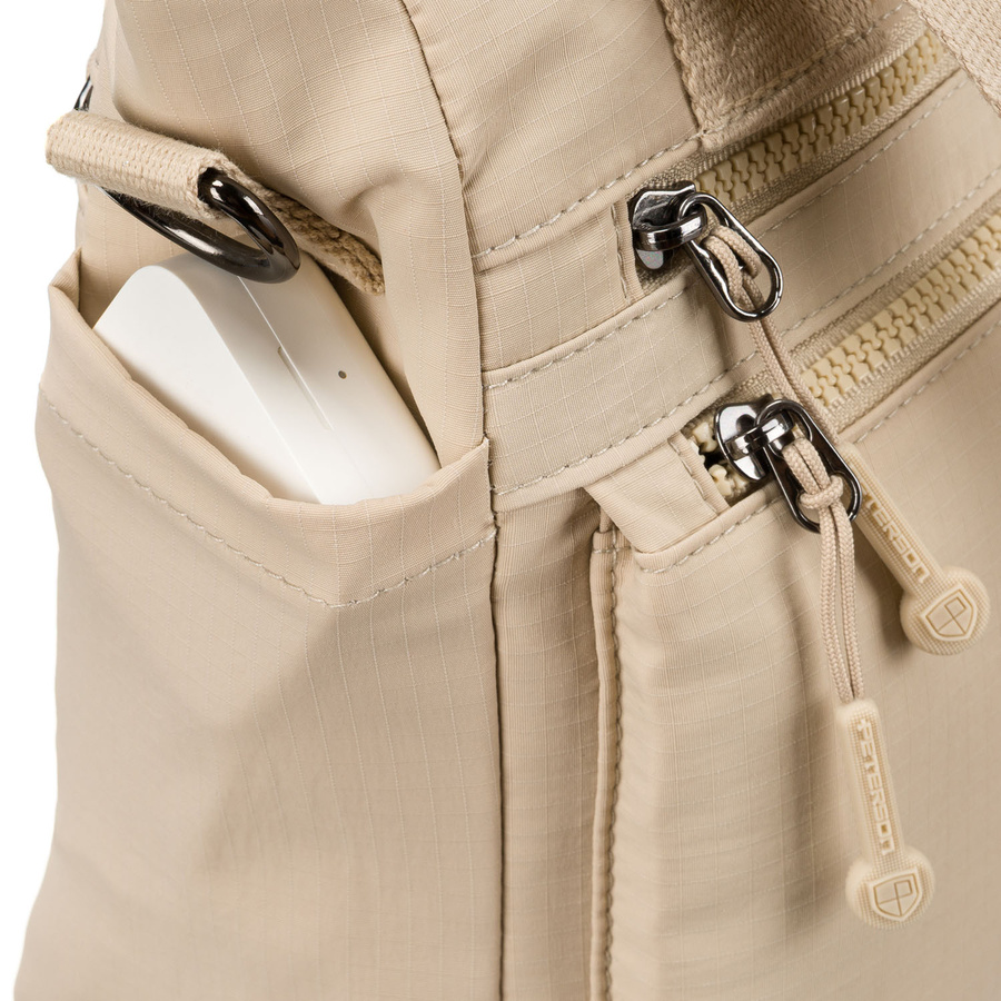 Kompakte Damen Shopper aus Polyester in Beige mit abnehmbarem Riemen – Peterson – Bild 11