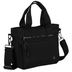 Schwarze Damen Shopper aus Polyester mit Henkeln und abnehmbarem Riemen – Peterson