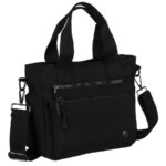 Schwarze Damen Shopper aus Polyester mit Henkeln und abnehmbarem Riemen – Peterson