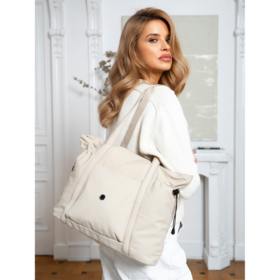 Beige Damen Shopper aus Polyester mit bequemen Henkeln – Peterson – Bild 6