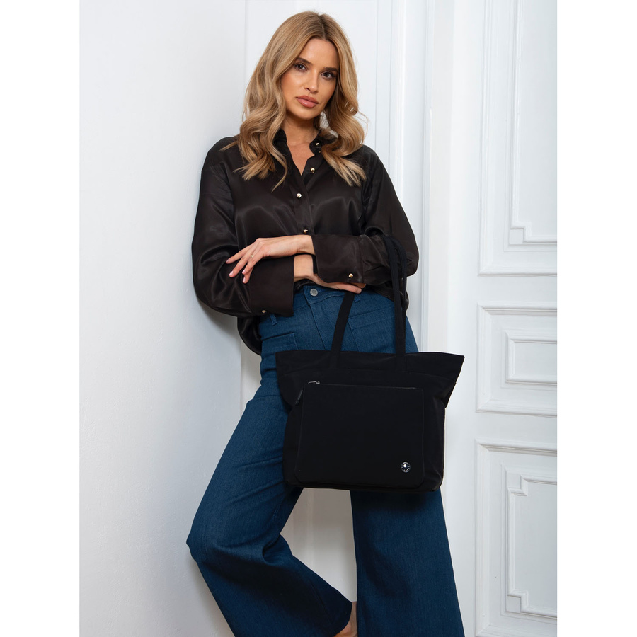 Stilvolle Damen Shopper aus Polyester in Schwarz mit bequemen Henkeln – Peterson – Bild 2