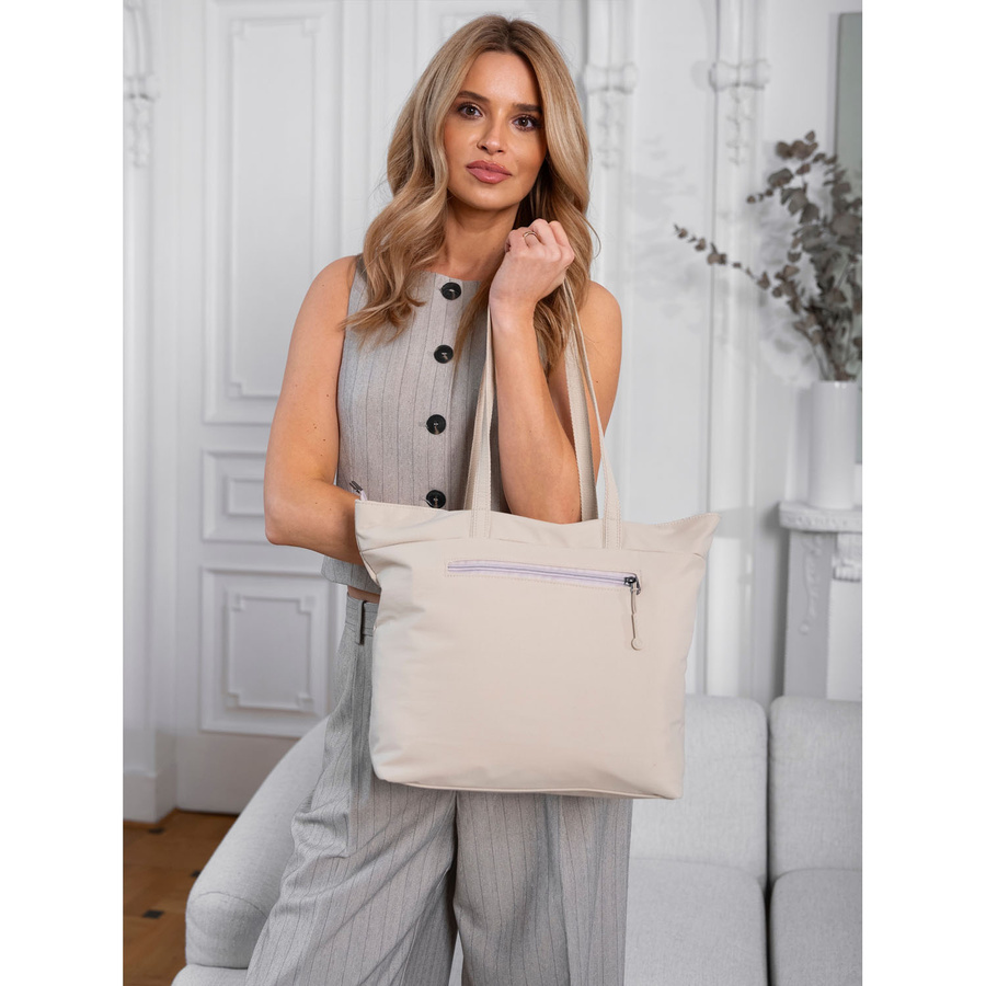 Geräumige Damen Shopper aus Polyester in Beige mit einem Hauptfach – Peterson – Bild 6