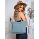 Blaue Damen Shopper aus Polyester mit Fronttasche – Peterson