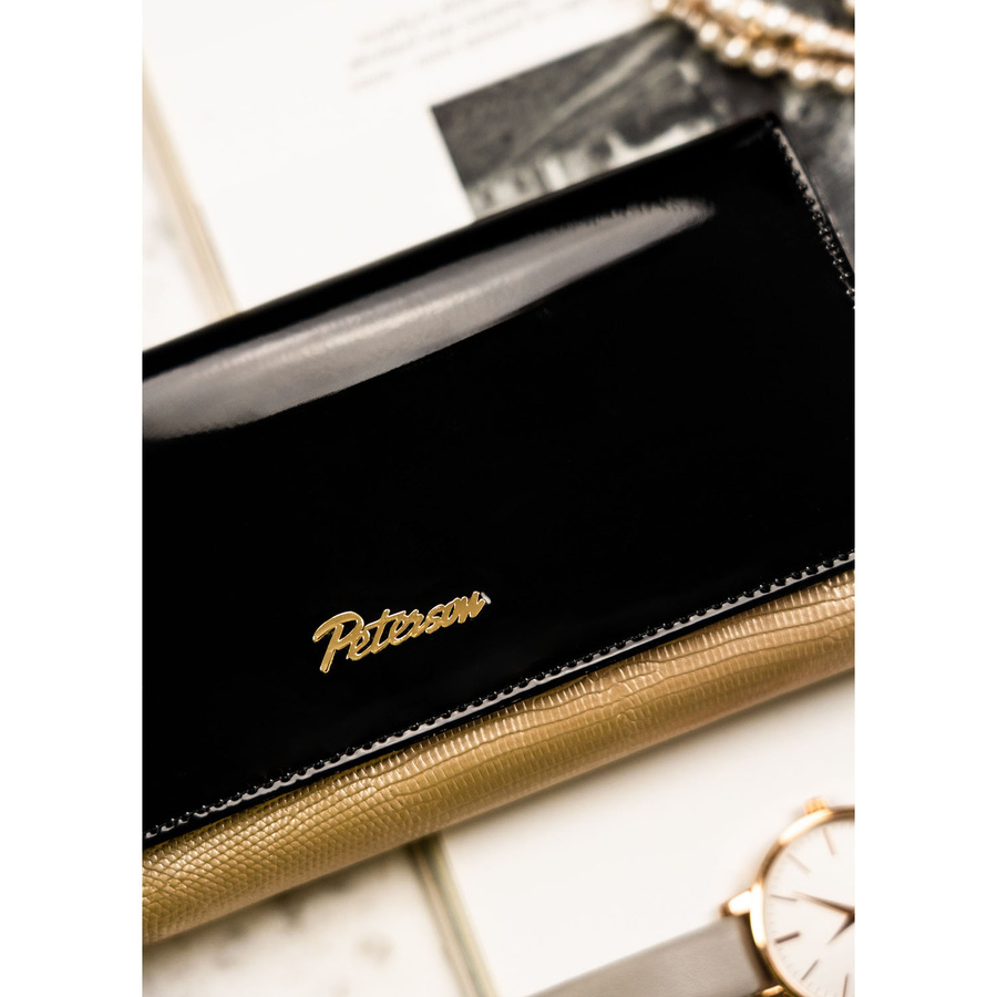 Damen Geldbörse schwarz-gold aus Lackleder mit RFID Schutz – Peterson – Bild 4