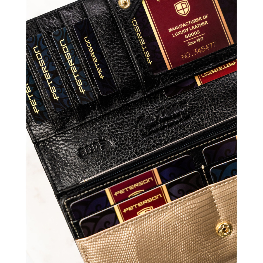 Damen Geldbörse schwarz-gold aus Lackleder mit RFID Schutz – Peterson – Bild 8