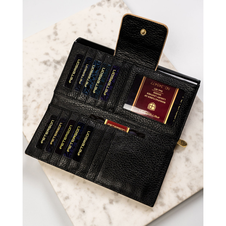 Damen Geldbörse schwarz-gold aus Lackleder mit RFID Schutz – Peterson – Bild 8