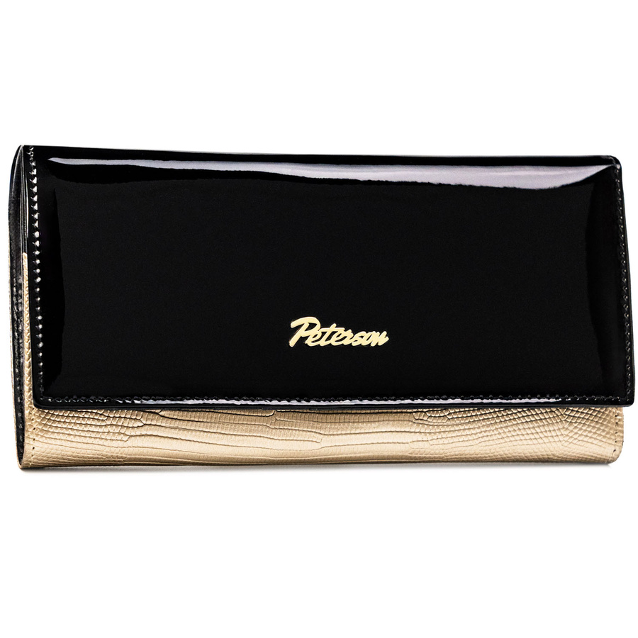 Damen Geldbörse schwarz-gold aus Lackleder – Peterson – Bild 2