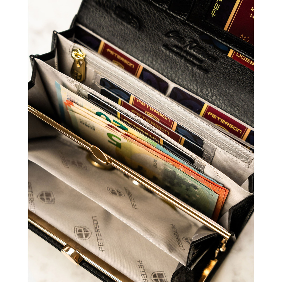 Damen Geldbörse schwarz-gold aus Lackleder – Peterson – Bild 11