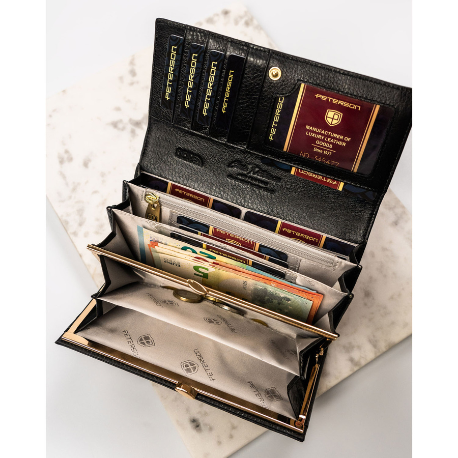 Damen Geldbörse schwarz-gold aus Lackleder – Peterson – Bild 9
