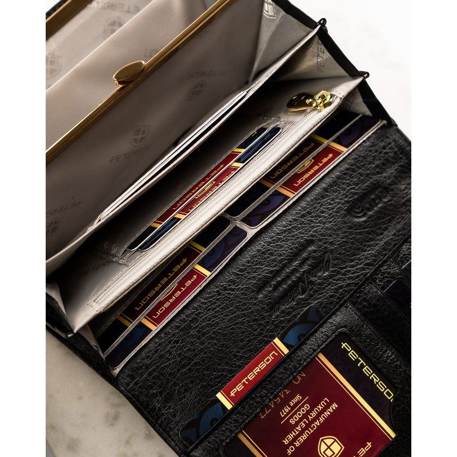 Damen Geldbörse schwarz-gold aus Lackleder – Peterson – Bild 10