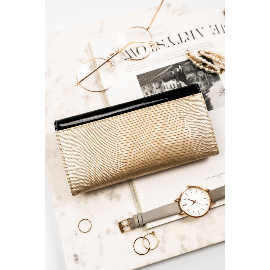 Damen Geldbörse schwarz-gold aus Lackleder – Peterson – Bild 5