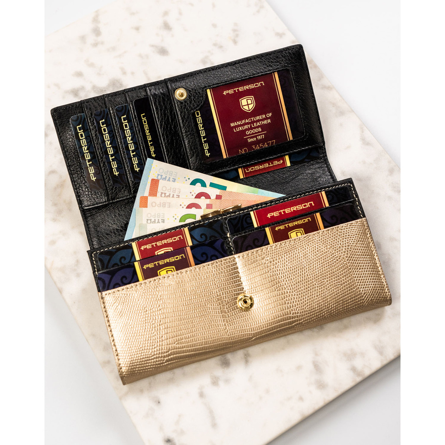 Damen Geldbörse schwarz-gold aus Lackleder – Peterson – Bild 7
