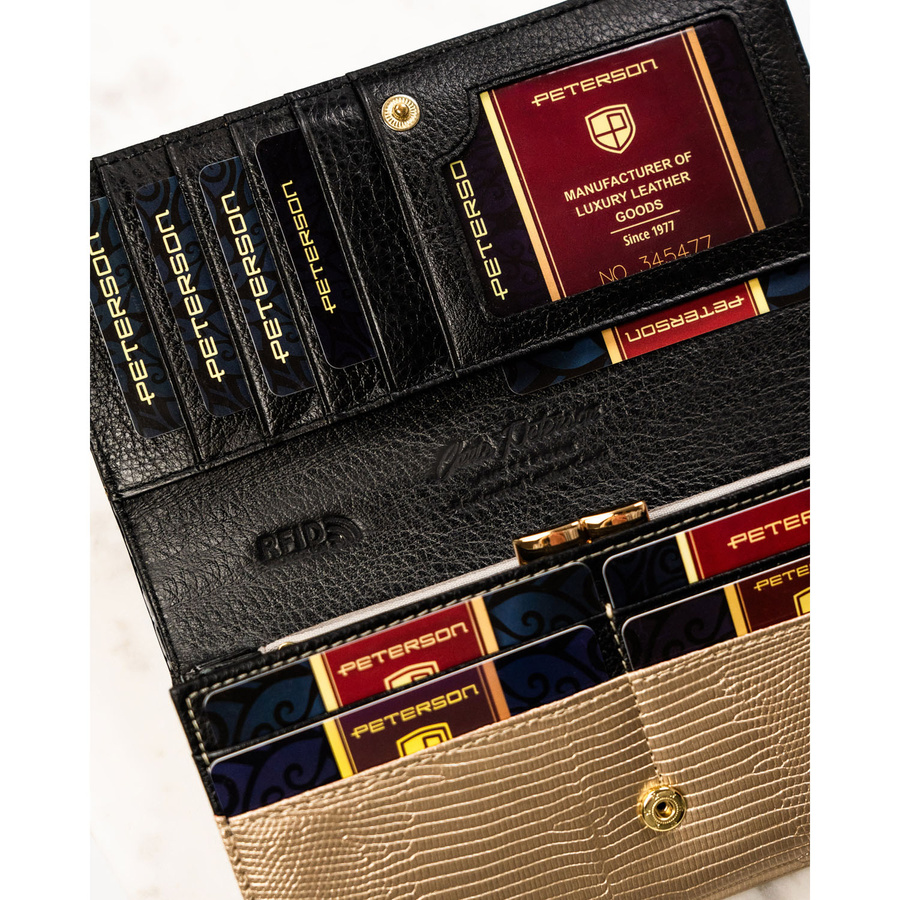 Damen Geldbörse schwarz-gold aus Lackleder – Peterson – Bild 8