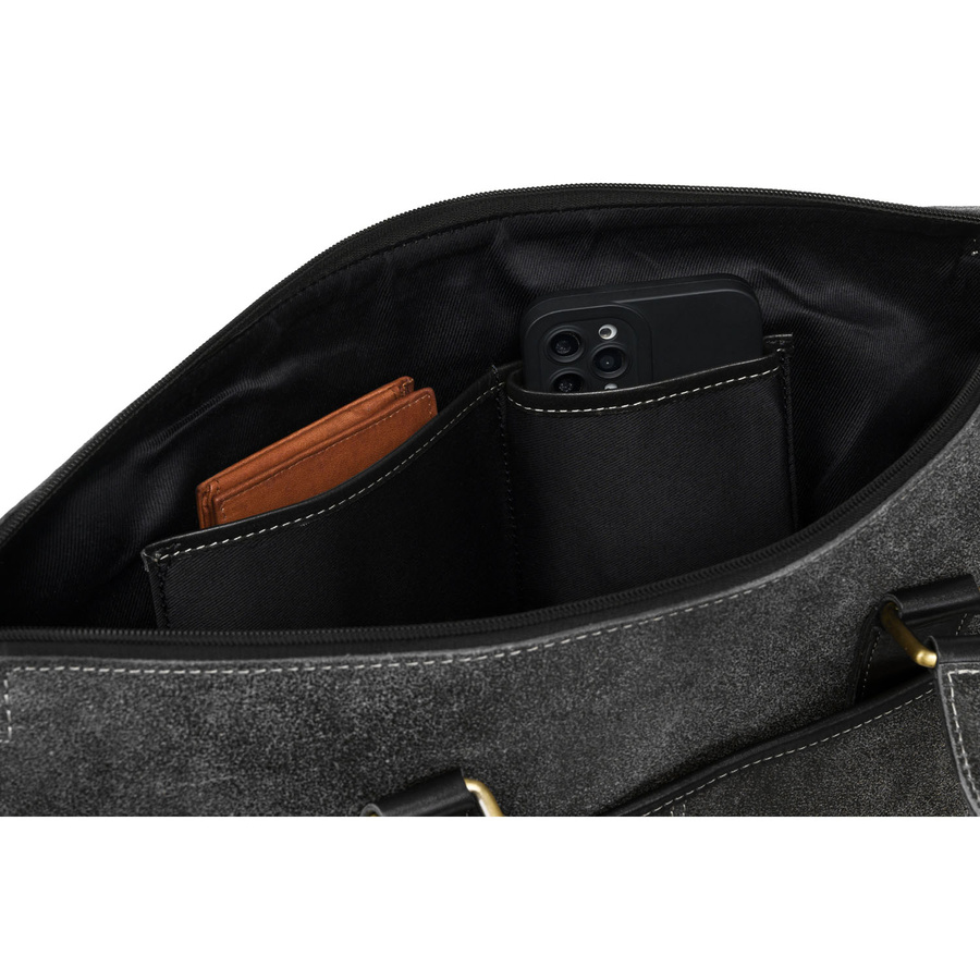 Schwarze Herren Aktentasche aus Leder mit Laptopfach – Peterson – Bild 9