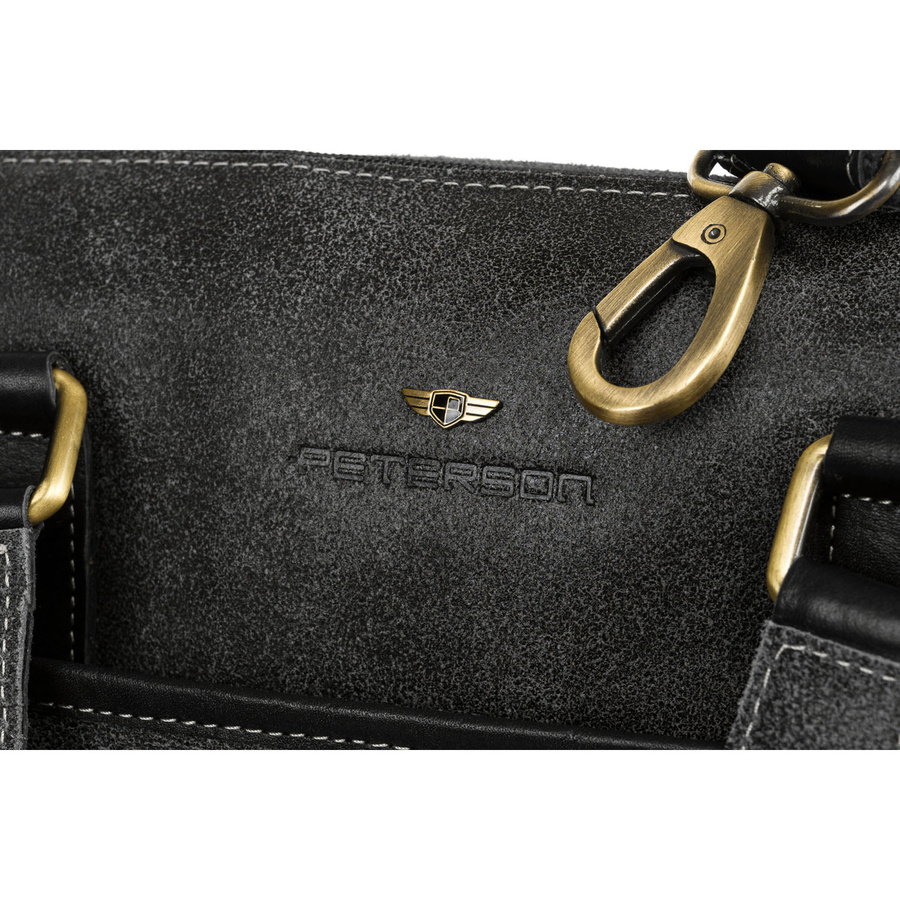 Schwarze Herren Aktentasche aus Leder mit Laptopfach – Peterson – Bild 5