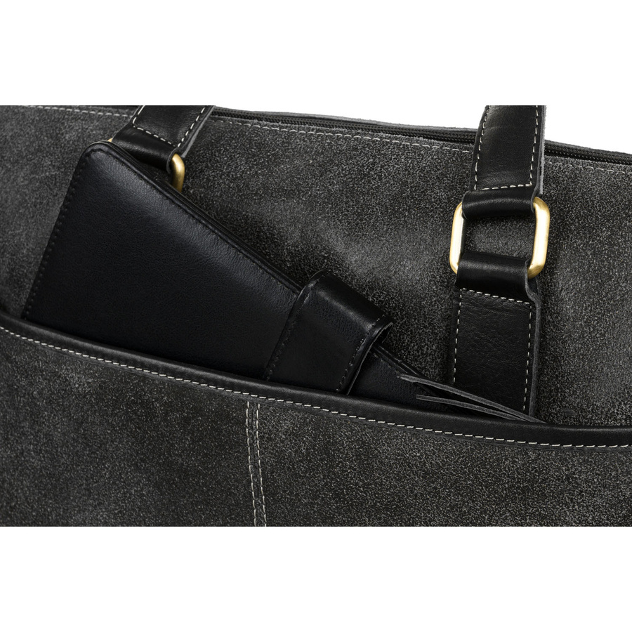 Schwarze Herren Aktentasche aus Leder mit Laptopfach – Peterson – Bild 7