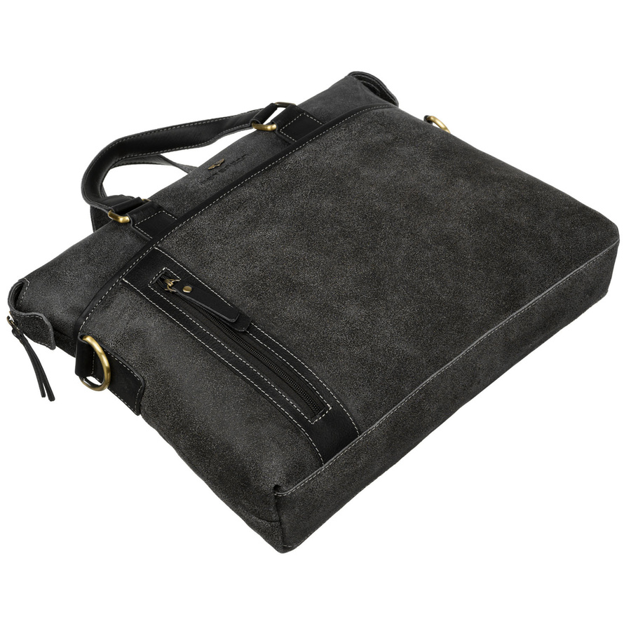 Schwarze Herren Aktentasche aus Leder mit Laptopfach – Peterson – Bild 11