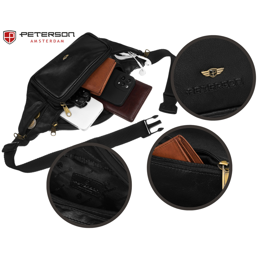 Herren Gürteltasche schwarz aus Leder – Peterson – Bild 12