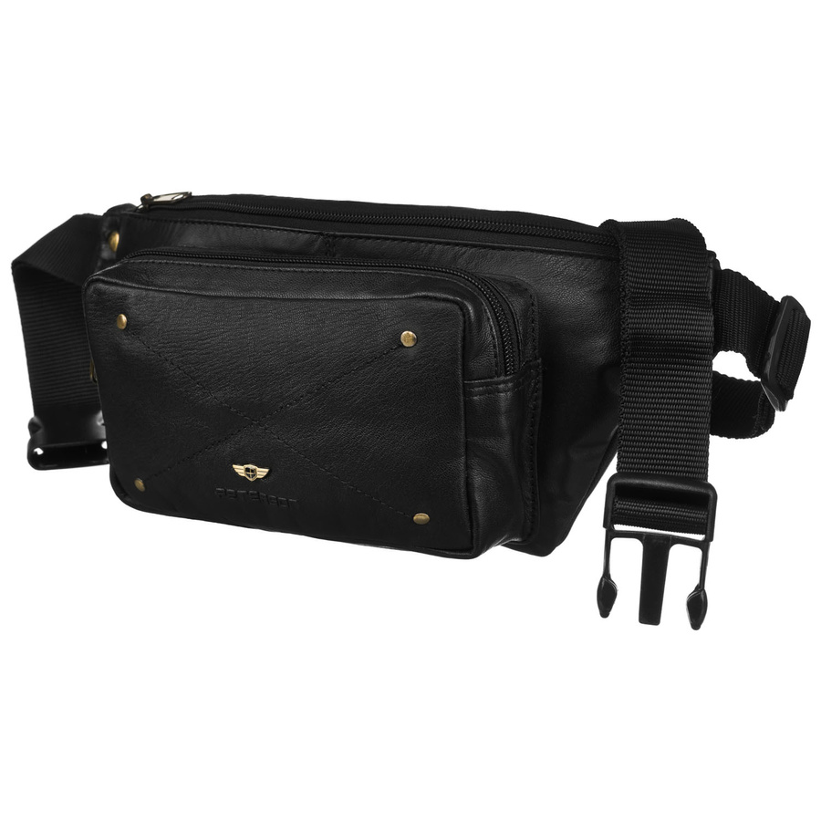 Herren Bauchtasche schwarz aus Leder mit Reißverschluss – Peterson – Bild 2
