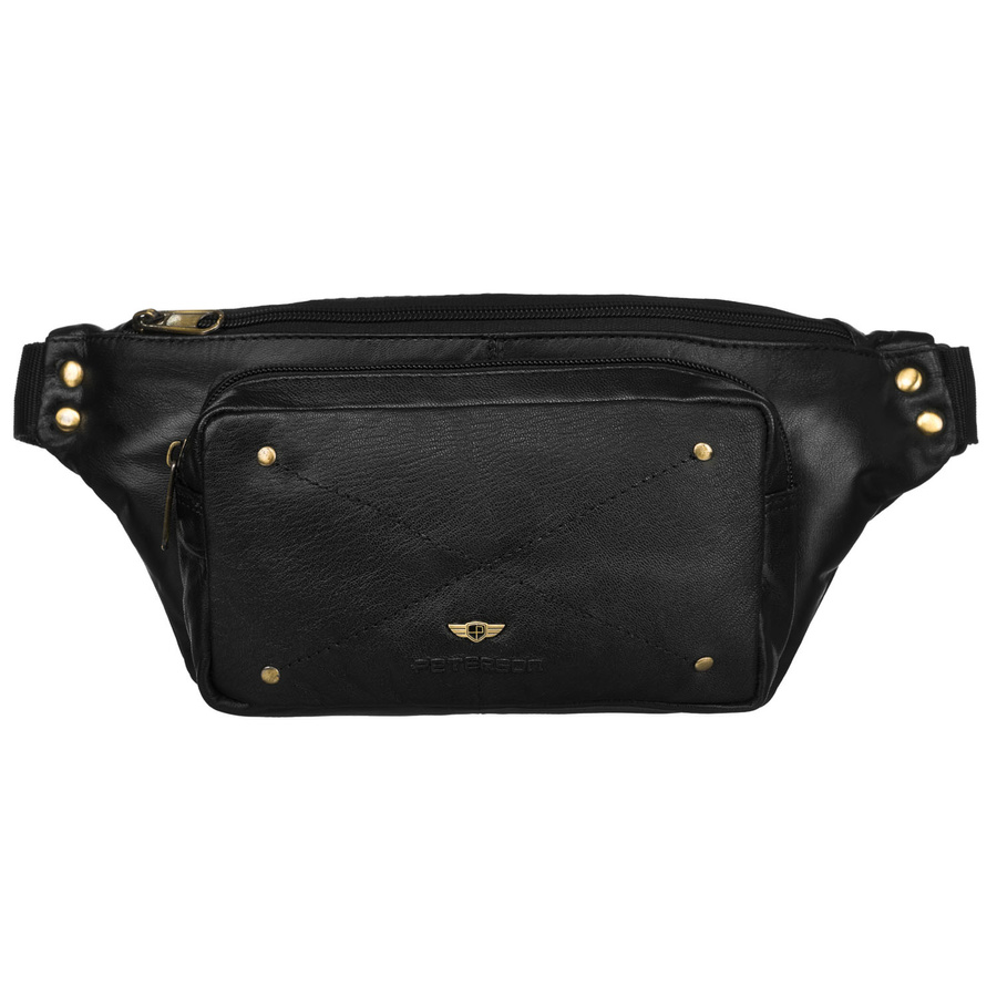 Herren Bauchtasche schwarz aus Leder mit Reißverschluss – Peterson – Bild 3