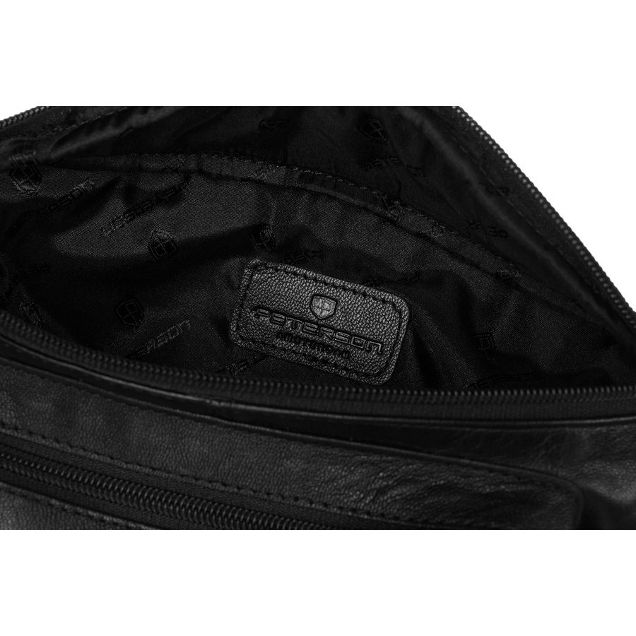 Herren Bauchtasche schwarz aus Leder mit Reißverschluss – Peterson – Bild 8