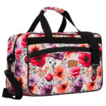 Mehrfarbige Reisetasche aus strapazierfähigem Polyester mit USB-Anschluss und Pflanzenmuster – Rovicky