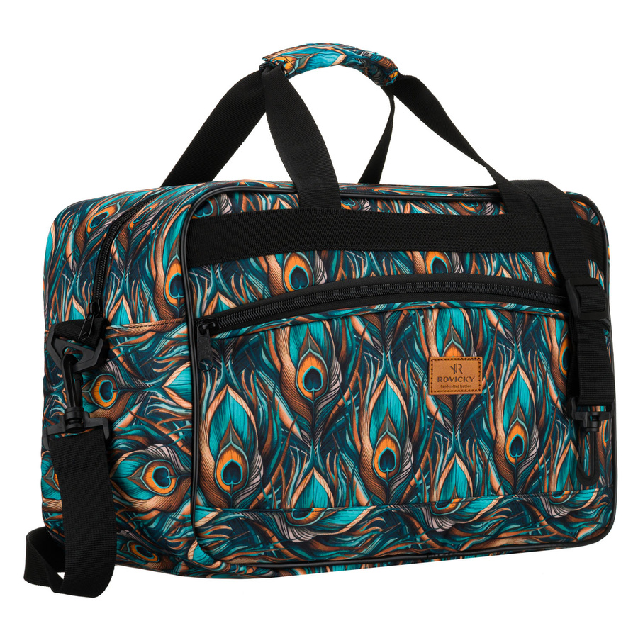 Reisetasche aus strapazierfähigem Polyester mit Pflanzenmuster und abnehmbarem Gurt – Rovicky