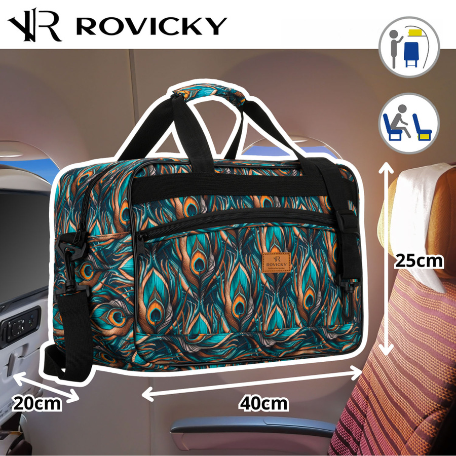 Reisetasche aus strapazierfähigem Polyester mit Pflanzenmuster und abnehmbarem Gurt – Rovicky – Bild 2